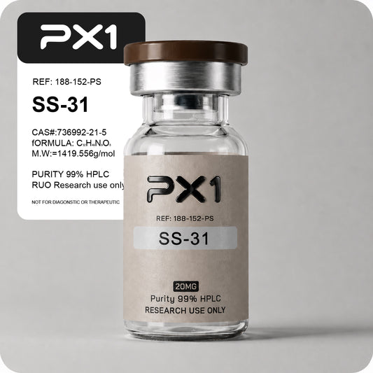 PX1 SS-31 research peptide vial, 99% HPLC purity, research use only